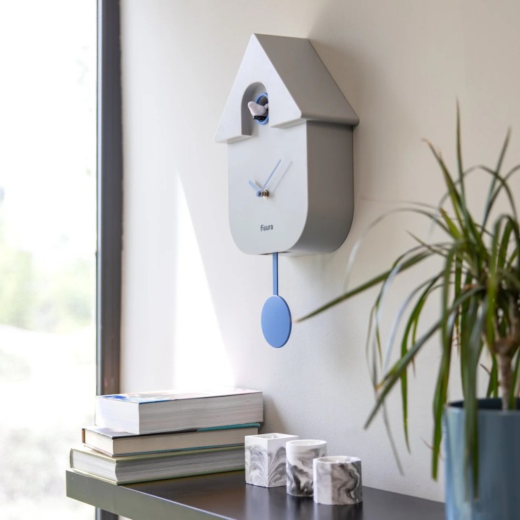 HORLOGE COUCOU GRIS/BLEU - FISURA
