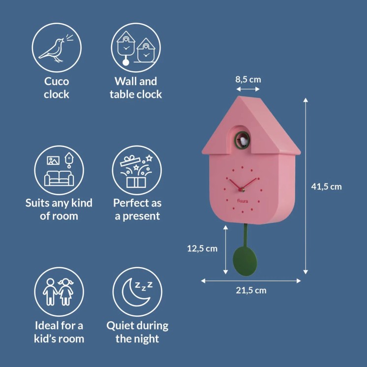 HORLOGE COUCOU PINK - FISURA
