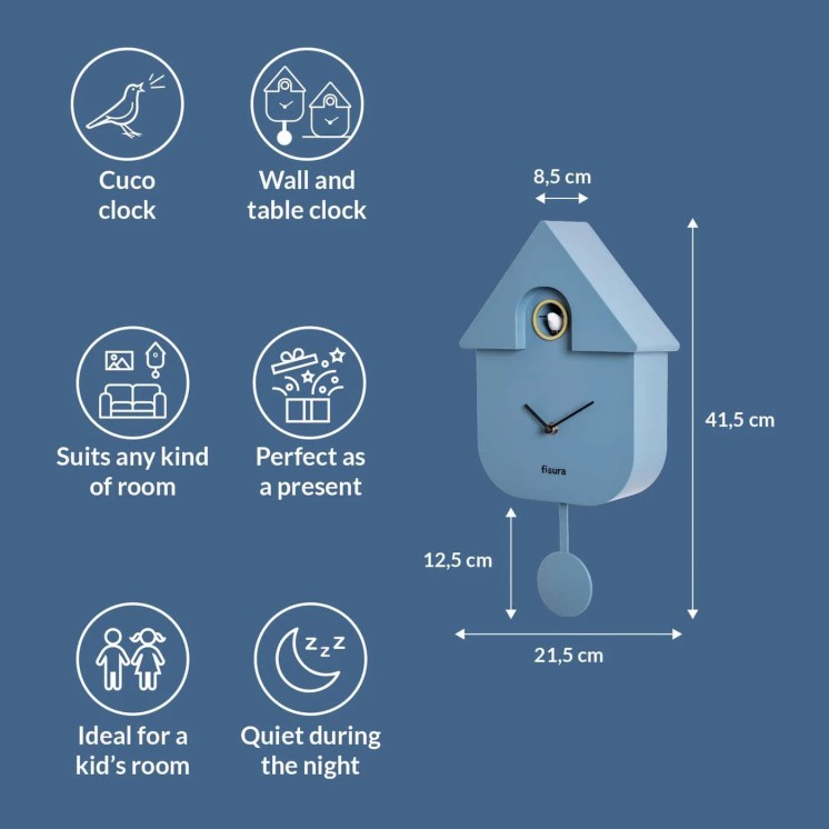HORLOGE COUCOU BLEUE - FISURA
