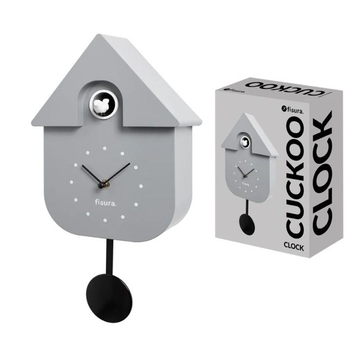 HORLOGE COUCOU GRIS ET NOIR - FISURA