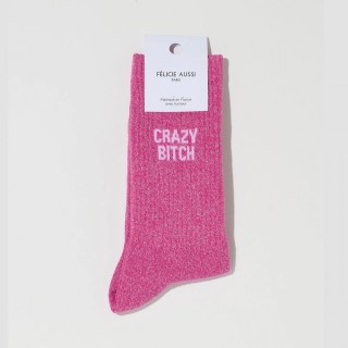 CHAUSSETTES CRAZY BITCH ROSE PAILLETTES 36/40 - FÉLICIE AUSSI