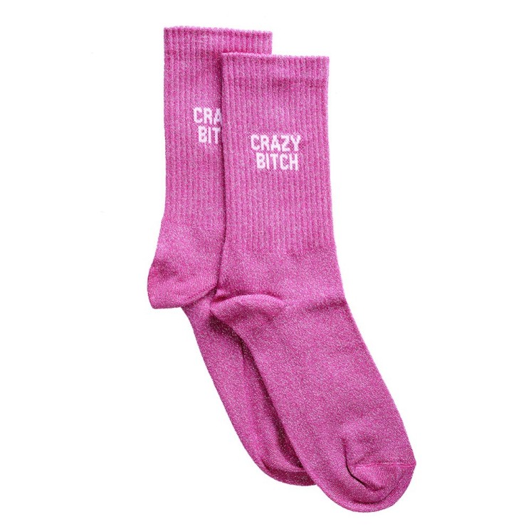 CHAUSSETTES CRAZY BITCH ROSE PAILLETTES 36/40 - FÉLICIE AUSSI