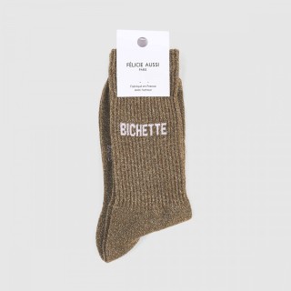 CHAUSSETTES BICHETTE MARRON PAILLETES 36/40 - FÉLICIE AUSSI