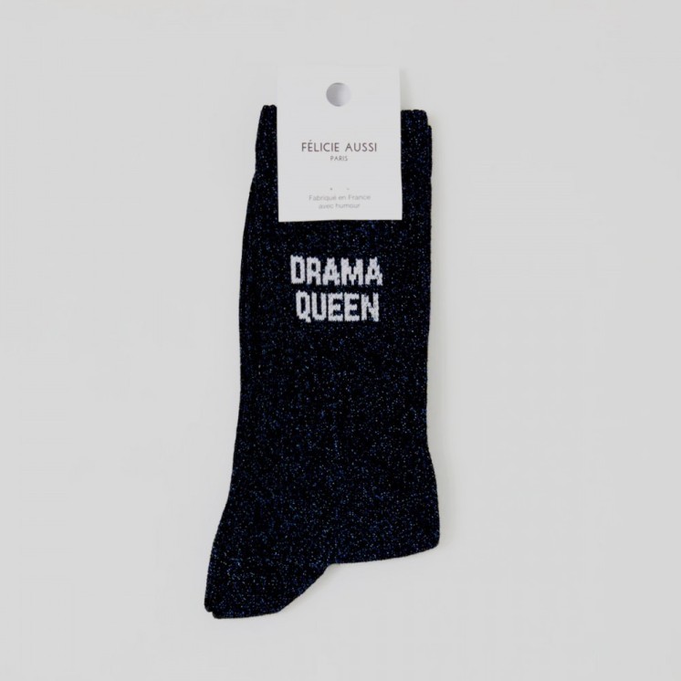 CHAUSSETTES DRAMA QUEEN NOIR PAILLETTES 36/40 - FÉLICIE AUSSI