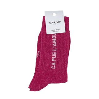 CHAUSSETTES CA PUE L'AMOUR ROSE PAILLETTES 36/40 - FÉLICIE AUSSI