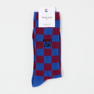 CHAUSSETTES PETIT CON DAMIERS BLEU/ ROUGE 40/45 - FÉLICIE AUSSI